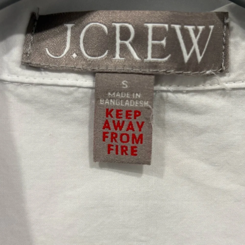 J Crew white nightshirt black trim cotton size S long sleeve button down front